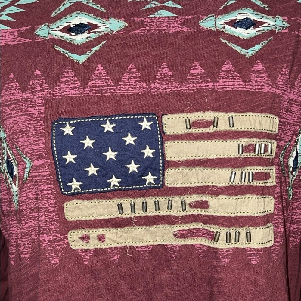 Double D Ranch Mauve Southwestern Graphic Tee with Turquoise & Navy Accents - Picture 8 of 10